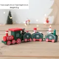 Petit train de Noël en bois rouge et vert avec bonshommes de neige et ours, 19,8 cm - Petit Train Rouge et Vert de 20CM