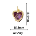 Détail montrant les dimensions du pendentif cœur en gemme violette plaqué or 18 carats - Pendentif Cœur Pierre Violette avec Cadre Doré (DZ-171)