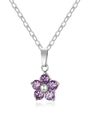 Minimalistische zilveren ketting met paarse zirkoon bloem hanger variant - Zilver/Paars Zirkonia