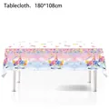 Waterproof unicorn party tablecloth in pink and purple, 180x108cm birthday decoration - Tablecloth