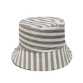 Detail of striped canvas sun hat showing vertical and horizontal texture contrast - M(56-58cm) / Khaki & White Stripes