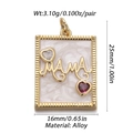 Ciondolo rettangolare MAMA dorato con finitura smaltata e cristalli a forma di cuore - Ciondolo Rettangolare in Smalto Rosa-Bianco MAMA (CX145-9)