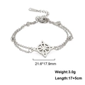 Silver double-layer witch knot bracelet in 304 stainless steel with bead accents - Bead Chain Style / Silver