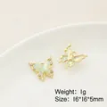 Pendentifs papillon dorés avec incrustation d'opale aurora et strass, taille 16x16mm - Prix à l'unité / Style Papillon (17#)