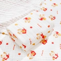 Soft 6-layer cotton gauze baby blanket with red and yellow cartoon dragon patterns - Straight Edge-Auspicious Dragon