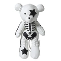 Witte teddybeer rugzak van leer met zwarte doodskop- en sterpatronen voor kinderen - Wit