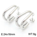 Boucles d'oreilles en tube creux épais en forme de U en acier inoxydable argenté chic - Couleur Acier (KE111383-KFC)