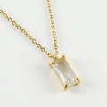 Collar de acero inoxidable chapado en oro 18K con colgante de circonita rectangular - Transparente