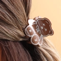 Pinza per capelli a forma di orso marrone in acetato con contorni bianchi per donna - Orso marrone (H495)