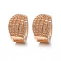 Elegant rose gold wide hoop earrings with five rows of micro-paved cubic zirconia - 23-Rose Gold Four Row Pave Wide Huggie / Rose Gold