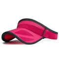 Breathable rose red sun visor hat with honeycomb mesh texture and black piping detail - Adjustable / Rose Red