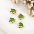 Prachtige vossenkop hanger met groene edelsteen en vergulding voor het maken van sieraden - 1 Stuk / Groen