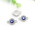 Silver devil eye connectors with blue stones and crystals for DIY jewelry making - Silver Large Round Eye Connector (19x12mm)