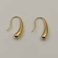 Polished gold teardrop earrings in a minimalist stainless steel style for women - 24mm / Gold