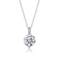 S925 sterling silver necklace featuring a round brilliant-cut moissanite pendant - Large Round Diamond Pendant Style (P13644) - 2ct + GRA Certificate