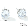 Clous d'oreilles minimalistes de 0,6 cm en argent avec pierres de zircone transparentes - Blanc/Argent
