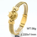 Men's gold 316L stainless steel dragon head wheat chain bracelet with Greek key pattern - Gold (KB185411-KJX)