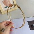 Elegant gold double-row headband featuring sparkling clear rhinestones for women - Gold