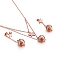 Rose gold layered star and planet necklace with matching star earrings jewelry set - Rose Gold (KS119569-KFC)