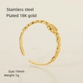 Verstellbarer 18K vergoldeter Edelstahlring mit Relieffläche und ovaler Platte - Einstellbar Offen / Gold