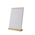 Vertical necklace display stand with wood base and white fabric panel for jewelry - White Linen/Solid Wood / Small / Off White