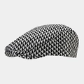 Detailed view of the black and white geometric triangle weave pattern on the flat cap - M (56-58cm) / Black