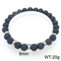Bracelet en pierre de lave noire avec perles de 8mm et espaceurs argentés, poids 20g - Texture Pierre de Lave Noire (KB205862-Z)