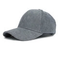 Minimalistische dunkelgraue Cord-Baseballkappe mit gebogener Krempe und Retro-Rippstruktur - Verstellbar / Grau