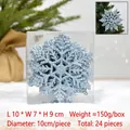 Set of 24 pieces 10cm Christmas blue glitter snowflakes ornaments for DIY holiday decoration - 24pcs/box (10cm) / Lake Blue