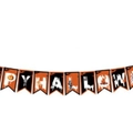 Bannière d'Halloween en papier avec lettres Happy Halloween en orange et noir - WSLQ-21 Banderole Happy Halloween queue de poisson rouge orangé et noir