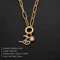 Dainty 14K gold plated stainless steel necklace with initial L and pink zircon pendant - Letter Z (XNL0097)