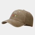 Detail of vintage washed brown baseball cap featuring creative Jesus Calling print design - Adjustable / Jesus Khaki