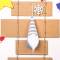 Christmas gnome ornament with gray white striped knitted hat and long white beard hanging - Grey Style B