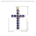 Detail of cross pendant in gold stainless steel with zircon, 16x10mm size and 0.5g weight - Gold Blue Zirconia Cross