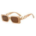 Lunettes de soleil rectangulaires vintage nude avec branches flammes évidées - Monture Thé Verres Thé