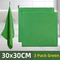 3PCS green microfiber cleaning cloths, 30x30CM absorbent towels with hanging loops - Green 30x30CM Thickened (3 PCS)