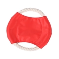 Durable red canvas and white cotton rope flying disc toy for pet fetching and tugging - Specified Blank / Red