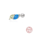 Macro shot of S925 sterling silver piercing stud with yellow and blue marquise cut gems - Single Platinum #2 (Yellow/Blue Gem)