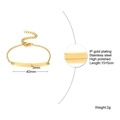 Polished 18K gold-plated stainless steel curved bar bracelet with adjustable chain - Gold (BR-837G)