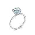 Anello classico in argento S925 con zircone rotondo e elegante castone a quattro griffe - Taglia US 8 / Argento S925 Rodiato