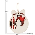 Round wooden Christmas ornament with buffalo plaid tree pattern and bow 10cm - 10CM*8CM / Red Plaid Christmas Tree Style