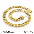 Herren 13mm Gold-Panzerkette aus Edelstahl, 500mm Länge und 135g Gewicht für Männer - Breiter Klassischer Stil / 50cm (13mm breit) / Gold