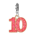 Detail of red enamel number 10 alloy charm for DIY Christmas jewelry making - Number-10