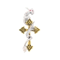 Gothic silver dragon wrapped around antique gold cross brooch for men suits - Silver Dragon with Gold Cross