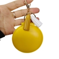 Bright yellow faux fur puff folding makeup mirror keychain with tassel charm accessory - Yellow With Tassels