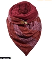 Thick burgundy winter scarf featuring a festive holiday print and a button fastener - 150*75cm / Wine Red Pattern Triangle (Image 46)