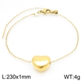 Bracelet à breloque cœur plaqué or 18 carats avec chaîne fine et fermoir ajustable - Bracelet Or (KB190595-Z)