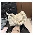 Sac à main nuage matelassé blanc crème avec poignée froncée et nœud latéral pour femme - Blanc
