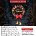 Red Christmas wreath electrostatic window sticker with gold bells and Merry Christmas text - Small [40*60CM]