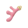 Pendentif en émail rose en forme de corail avec fermoir doré sur fond blanc - Rose